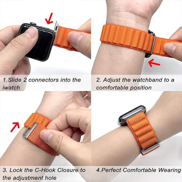 扣環環尼龍錶帶搭配 3D 曲面膜，適用於 Apple Watch Series 40mm