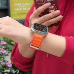 扣環環尼龍錶帶搭配 3D 曲面膜，適用於 Apple Watch Ultra 2 / 1 49mm