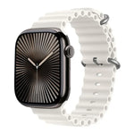 帶有3D曲面膜的海洋矽膠錶帶，適用於Apple Watch系列10 46毫米，Apple Watch系列10 42毫米，Apple Watch系列44毫米