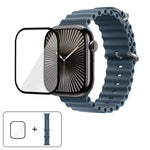 帶有3D曲面膜的海洋矽膠錶帶，適用於Apple Watch系列40毫米，Apple Watch Ultra 2 / 1 49毫米，Apple Watch系列45毫米