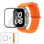 帶有3D曲面膜的海洋矽膠錶帶，適用於Apple Watch系列40毫米，Apple Watch Ultra 2 / 1 49毫米，Apple Watch系列45毫米