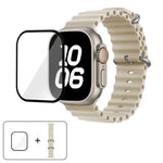 帶有3D曲面膜的海洋矽膠錶帶，適用於Apple Watch系列40毫米，Apple Watch Ultra 2 / 1 49毫米，Apple Watch系列45毫米