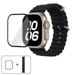 帶有3D曲面膜的海洋矽膠錶帶，適用於Apple Watch系列40毫米，Apple Watch Ultra 2 / 1 49毫米，Apple Watch系列45毫米