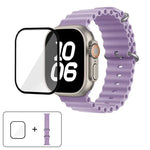 帶有3D曲面膜的海洋矽膠錶帶，適用於Apple Watch系列40毫米，Apple Watch Ultra 2 / 1 49毫米，Apple Watch系列45毫米