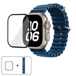 帶有3D曲面膜的海洋矽膠錶帶，適用於Apple Watch系列40毫米，Apple Watch Ultra 2 / 1 49毫米，Apple Watch系列45毫米