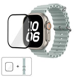 帶有3D曲面膜的海洋矽膠錶帶，適用於Apple Watch系列40毫米，Apple Watch Ultra 2 / 1 49毫米，Apple Watch系列45毫米