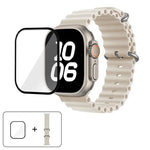 帶有3D曲面膜的海洋矽膠錶帶，適用於Apple Watch系列40毫米，Apple Watch Ultra 2 / 1 49毫米，Apple Watch系列45毫米