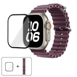 帶有3D曲面膜的海洋矽膠錶帶，適用於Apple Watch系列40毫米，Apple Watch Ultra 2 / 1 49毫米，Apple Watch系列45毫米
