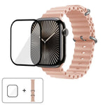 帶有3D曲面膜的海洋矽膠錶帶，適用於Apple Watch系列40毫米，Apple Watch Ultra 2 / 1 49毫米，Apple Watch系列45毫米