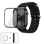 帶有3D曲面膜的海洋矽膠錶帶，適用於Apple Watch系列40毫米，Apple Watch Ultra 2 / 1 49毫米，Apple Watch系列45毫米