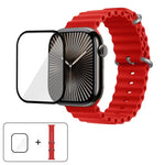 帶有3D曲面膜的海洋矽膠錶帶，適用於Apple Watch系列40毫米，Apple Watch Ultra 2 / 1 49毫米，Apple Watch系列45毫米