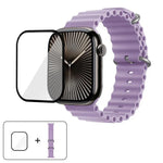 帶有3D曲面膜的海洋矽膠錶帶，適用於Apple Watch系列40毫米，Apple Watch Ultra 2 / 1 49毫米，Apple Watch系列45毫米
