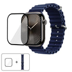 帶有3D曲面膜的海洋矽膠錶帶，適用於Apple Watch系列40毫米，Apple Watch Ultra 2 / 1 49毫米，Apple Watch系列45毫米