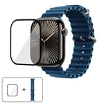 帶有3D曲面膜的海洋矽膠錶帶，適用於Apple Watch系列41毫米，Apple Watch系列38毫米，Apple Watch系列42毫米