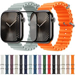 帶有3D曲面膜的海洋矽膠錶帶，適用於Apple Watch系列40毫米，Apple Watch Ultra 2 / 1 49毫米，Apple Watch系列45毫米