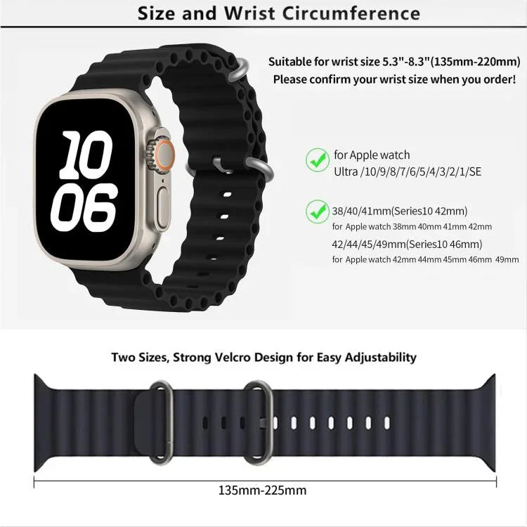 帶有3D曲面膜的海洋矽膠錶帶，適用於Apple Watch系列41毫米，Apple Watch系列38毫米，Apple Watch系列42毫米