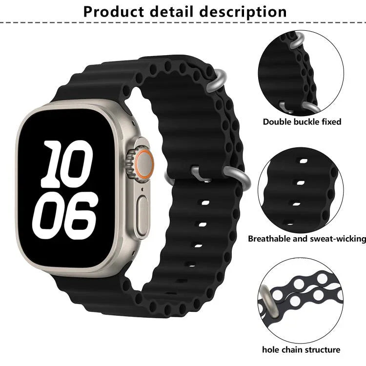 帶有3D曲面膜的海洋矽膠錶帶，適用於Apple Watch系列41毫米，Apple Watch系列38毫米，Apple Watch系列42毫米
