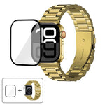 三珠不鏽鋼錶帶搭配3D曲面膜，適用於Apple Watch系列42mm