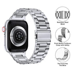 三珠不鏽鋼錶帶搭配3D曲面膜，適用於Apple Watch系列10 46mm、10 42mm、44mm、40mm