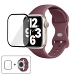 帶有3D曲面膜的蝴蝶扣矽膠錶帶，適用於Apple Watch系列10 46毫米，Apple Watch系列10 42毫米，Apple Watch系列44毫米