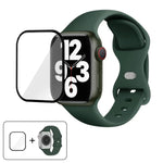 帶有3D曲面膜的蝴蝶扣矽膠錶帶，適用於Apple Watch系列10 46毫米，Apple Watch系列10 42毫米，Apple Watch系列44毫米