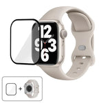 帶有3D曲面膜的蝴蝶扣矽膠錶帶，適用於Apple Watch系列10 46毫米，Apple Watch系列10 42毫米，Apple Watch系列44毫米