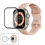 帶有3D曲面膜的蝴蝶扣矽膠錶帶，適用於Apple Watch系列40毫米，Apple Watch Ultra 2 / 1 49毫米，Apple Watch系列45毫米