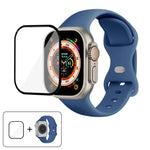 帶有3D曲面膜的蝴蝶扣矽膠錶帶，適用於Apple Watch系列40毫米，Apple Watch Ultra 2 / 1 49毫米，Apple Watch系列45毫米
