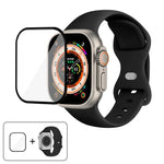 帶有3D曲面膜的蝴蝶扣矽膠錶帶，適用於Apple Watch系列40毫米，Apple Watch Ultra 2 / 1 49毫米，Apple Watch系列45毫米