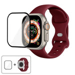 帶有3D曲面膜的蝴蝶扣矽膠錶帶，適用於Apple Watch系列40毫米，Apple Watch Ultra 2 / 1 49毫米，Apple Watch系列45毫米