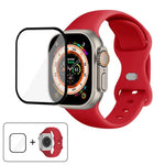 帶有3D曲面膜的蝴蝶扣矽膠錶帶，適用於Apple Watch系列40毫米，Apple Watch Ultra 2 / 1 49毫米，Apple Watch系列45毫米