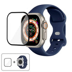 帶有3D曲面膜的蝴蝶扣矽膠錶帶，適用於Apple Watch系列40毫米，Apple Watch Ultra 2 / 1 49毫米，Apple Watch系列45毫米