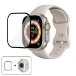 帶有3D曲面膜的蝴蝶扣矽膠錶帶，適用於Apple Watch系列40毫米，Apple Watch Ultra 2 / 1 49毫米，Apple Watch系列45毫米