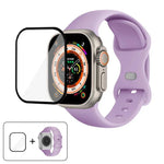 帶有3D曲面膜的蝴蝶扣矽膠錶帶，適用於Apple Watch系列40毫米，Apple Watch Ultra 2 / 1 49毫米，Apple Watch系列45毫米