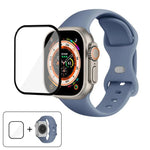 帶有3D曲面膜的蝴蝶扣矽膠錶帶，適用於Apple Watch系列40毫米，Apple Watch Ultra 2 / 1 49毫米，Apple Watch系列45毫米