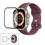 帶有3D曲面膜的蝴蝶扣矽膠錶帶，適用於Apple Watch系列40毫米，Apple Watch Ultra 2 / 1 49毫米，Apple Watch系列45毫米