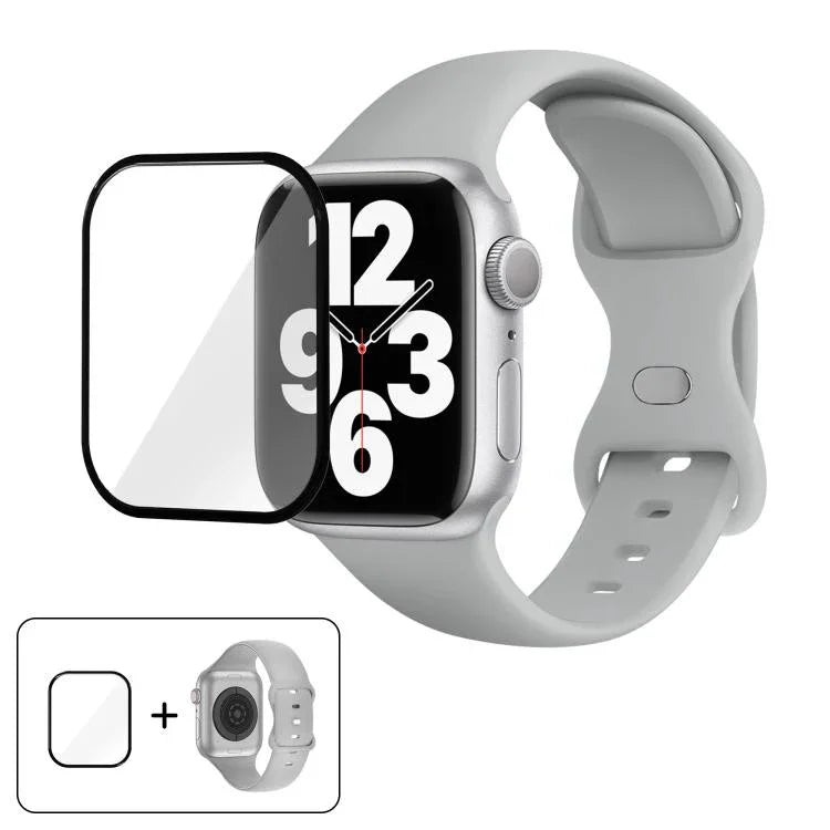 帶有3D曲面膜的蝴蝶扣矽膠錶帶，適用於Apple Watch系列41毫米，Apple Watch系列38毫米，Apple Watch系列42毫米