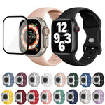 帶有3D曲面膜的蝴蝶扣矽膠錶帶，適用於Apple Watch系列41毫米，Apple Watch系列38毫米，Apple Watch系列42毫米