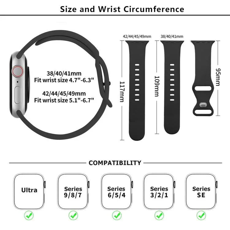 帶有3D曲面膜的蝴蝶扣矽膠錶帶，適用於Apple Watch系列10 46毫米，Apple Watch系列10 42毫米，Apple Watch系列44毫米