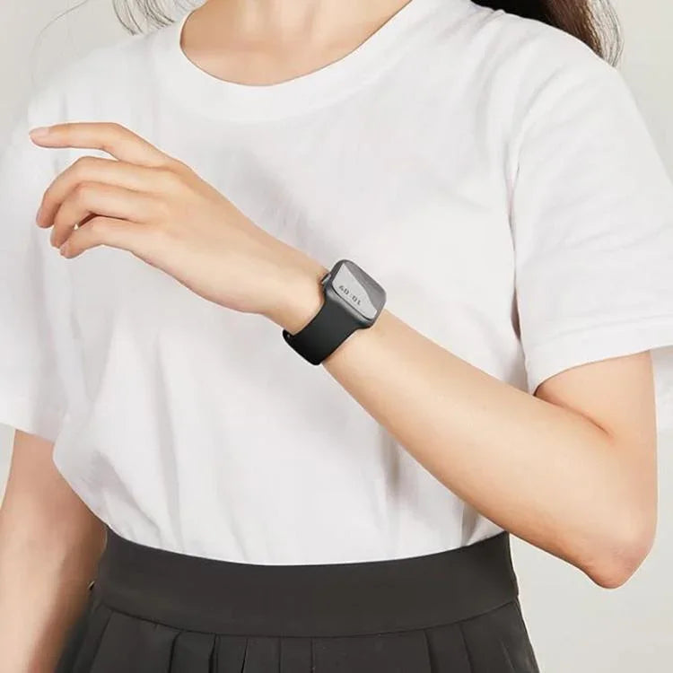 帶有3D曲面膜的蝴蝶扣矽膠錶帶，適用於Apple Watch系列10 46毫米，Apple Watch系列10 42毫米，Apple Watch系列44毫米