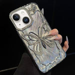 蝴蝶電鍍TPU手機殼附環氧紙板，適用於iPhone 14、iPhone 14 Pro、iPhone 14 Pro Max、iPhone 13 Pro Max、iPhone 13 Pro、iPhone 13