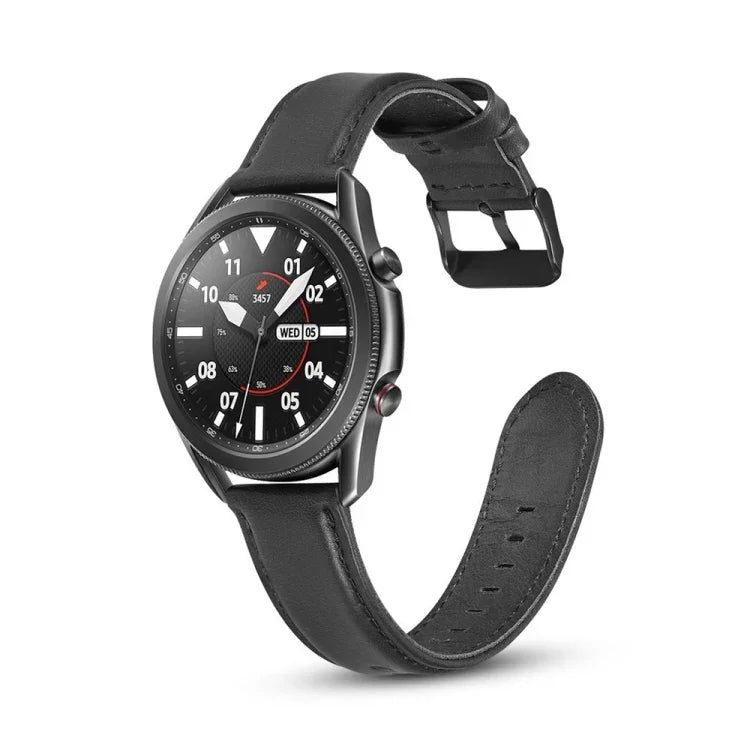 平紋皮革替換錶帶，適用於 Samsung Galaxy Watch 3 41mm，適用於 Samsung Galaxy Watch 3 45mm