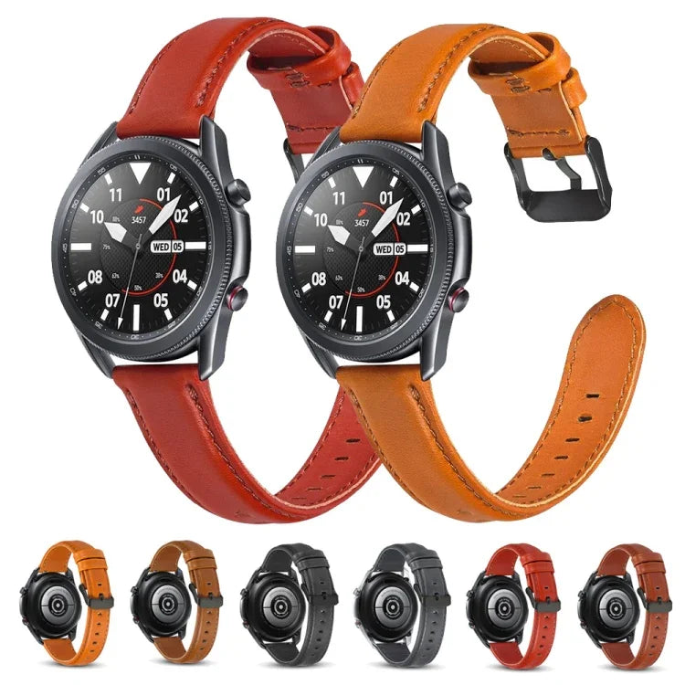 平紋皮革替換錶帶，適用於 Samsung Galaxy Watch 3 41mm，適用於 Samsung Galaxy Watch 3 45mm