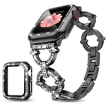 xDfind O形鑽石金屬錶帶，配備鋼化膜整合PC保護殼，適用於Apple Watch系列10 46毫米，Apple Watch系列10 42毫米，Apple Watch系列44毫米，Apple Watch系列40毫米，Apple Watch Ultra 2 / 1 49毫米