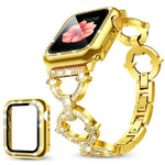 xDfind O形鑽石金屬錶帶，配備鋼化膜整合PC保護殼，適用於Apple Watch系列10 46毫米，Apple Watch系列10 42毫米，Apple Watch系列44毫米，Apple Watch系列40毫米，Apple Watch Ultra 2 / 1 49毫米