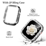xDfind 鑽石珠寶金屬錶帶附保護殼，適用於Apple Watch系列10 46毫米，Apple Watch系列10 42毫米，Apple Watch系列44毫米，Apple Watch系列40毫米，Apple Watch Ultra 2 / 1 49毫米，Apple Watch系列45毫米