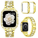 xDfind 鑽石珠寶金屬錶帶附保護殼，適用於Apple Watch系列10 46毫米，Apple Watch系列10 42毫米，Apple Watch系列44毫米，Apple Watch系列40毫米，Apple Watch Ultra 2 / 1 49毫米，Apple Watch系列45毫米