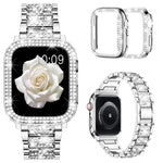 xDfind 鑽石珠寶金屬錶帶附保護殼，適用於Apple Watch系列10 46毫米，Apple Watch系列10 42毫米，Apple Watch系列44毫米，Apple Watch系列40毫米，Apple Watch Ultra 2 / 1 49毫米，Apple Watch系列45毫米