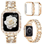 xDfind 鑽石珠寶金屬錶帶附保護殼，適用於Apple Watch系列10 46毫米，Apple Watch系列10 42毫米，Apple Watch系列44毫米，Apple Watch系列40毫米，Apple Watch Ultra 2 / 1 49毫米，Apple Watch系列45毫米