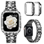 xDfind 鑽石珠寶金屬錶帶附保護殼，適用於Apple Watch系列10 46毫米，Apple Watch系列10 42毫米，Apple Watch系列44毫米，Apple Watch系列40毫米，Apple Watch Ultra 2 / 1 49毫米，Apple Watch系列45毫米